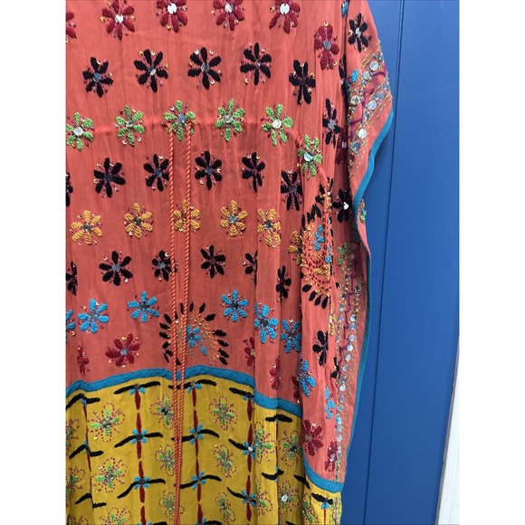 ZARA Woman Handmade Jeweled Embellished Maxi Dress Orange Yellow Size USA medium - Picture 5 of 16